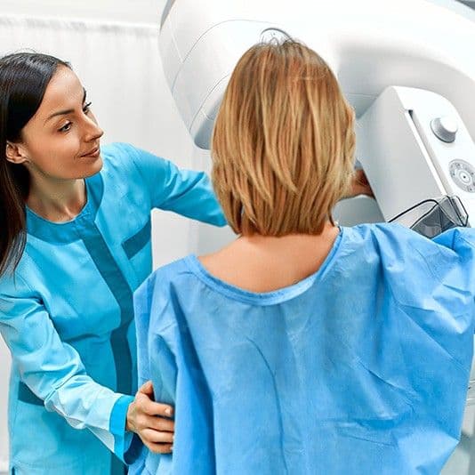 Lady having a breast scan