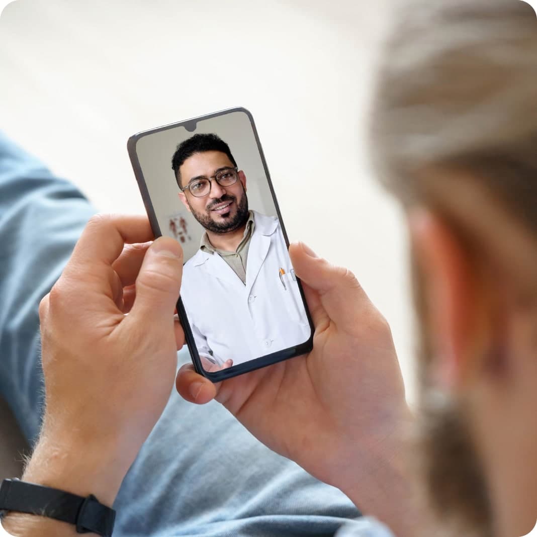 Person having a GP video call on smartphone